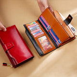 Tamxo™ Leather Long Wallet: Genuine Cowhide Clutch Purse for Women
