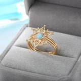 Tamxo™ Opal Lotus Gothic Gold Stainless Steel Aesthetic Ring for Women Teens