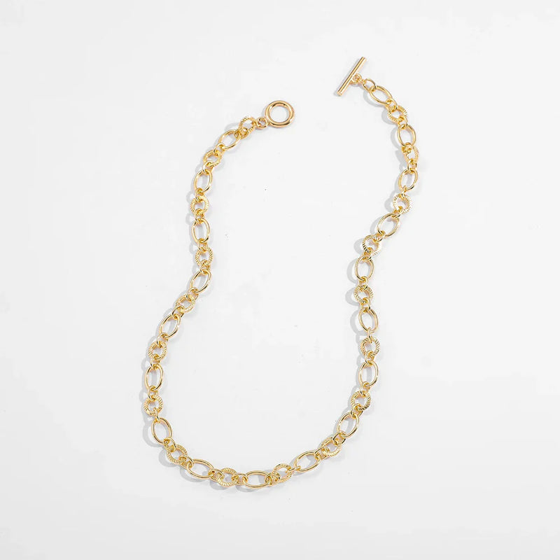 Elegant Circle Chain Toggle Clasp Choker Necklace | Tamxo™ Gold Charm Jewelry
