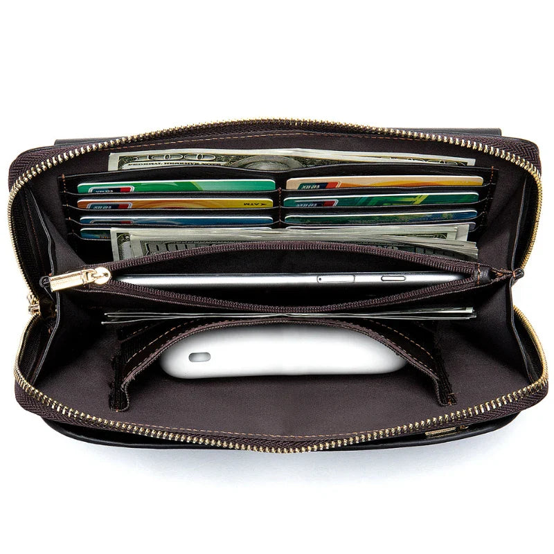 Tamxo™ Genuine Leather Men's Clutch Wallet for Business Card Cash Bills
