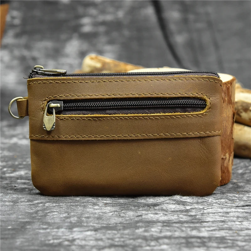 Tamxo™ Vintage Crazy Horse Leather Coin Purse Card Holder Wallets for Men Women