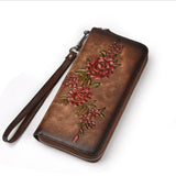 Tamxo™ Vintage Leather Zip-Around Long Wallet with Belt Strap for Women