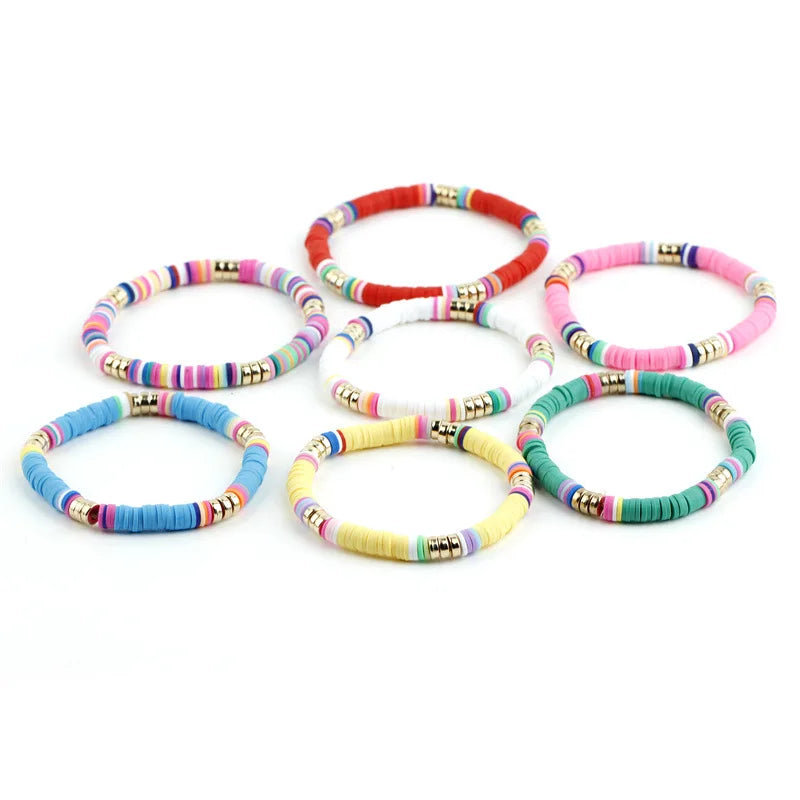 Ethnic Boho Colorful Beaded Bracelets Stackable Set - Tamxo™ Women's Clay Pottery Jewelry