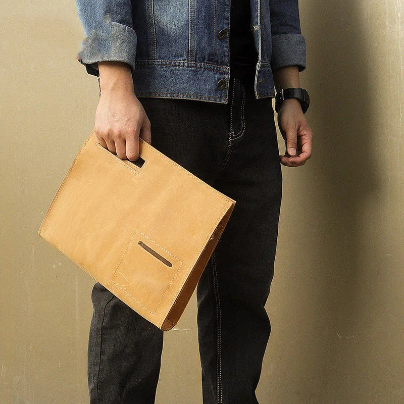 Tamxo™ Men's Leather Briefcase with Shoulder Strap - High Grade Large Clutch Bag