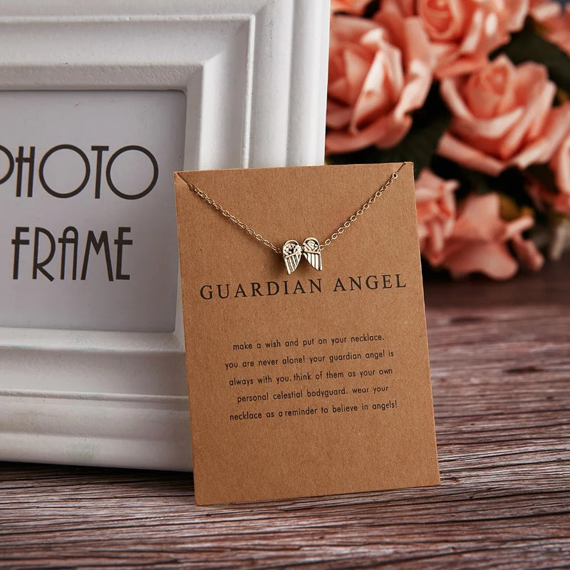 Tamxo™ Cat Ear Angel Wings Charm Pendant Necklace for Women, Geometric Collar Chain