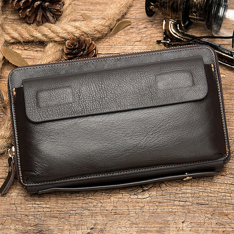 Tamxo™ Genuine Leather Men's Clutch Wallet for Business Card Cash Bills