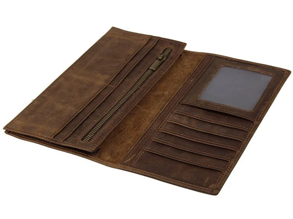 Tamxo™ Vintage Crazy Horse Bifold Long Wallet for Men and Women