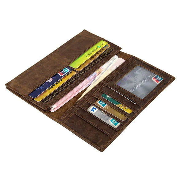Tamxo™ Vintage Crazy Horse Bifold Long Wallet for Men and Women