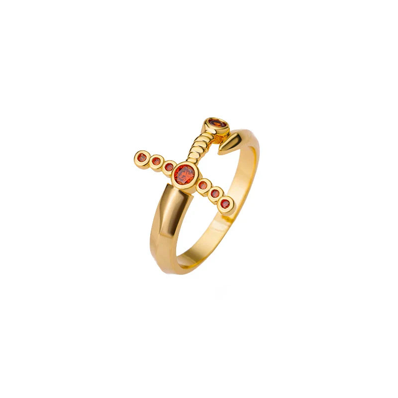 Tamxo™ Heart Sword Gold Rings for Women - Vintage Punk Stainless Steel Fashion Jewelry