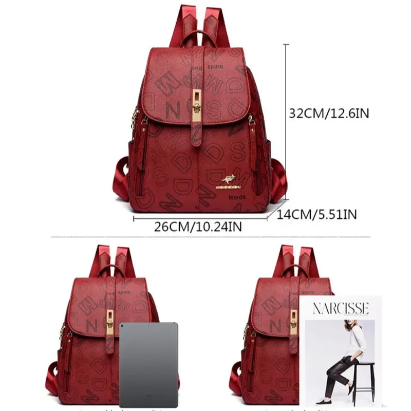 Tamxo™ Designer Leather Women Backpack Luxury Rucksack Top-handle Bag School Fashion