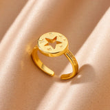 Tamxo™ Retro Cross Pattern Stainless Steel Open Ring for Women, Elegant Wedding Party Jewelry