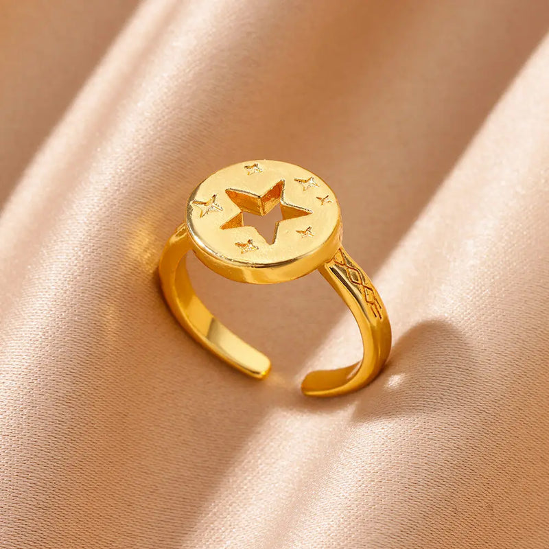 Tamxo™ Retro Cross Pattern Stainless Steel Open Ring for Women, Elegant Wedding Party Jewelry