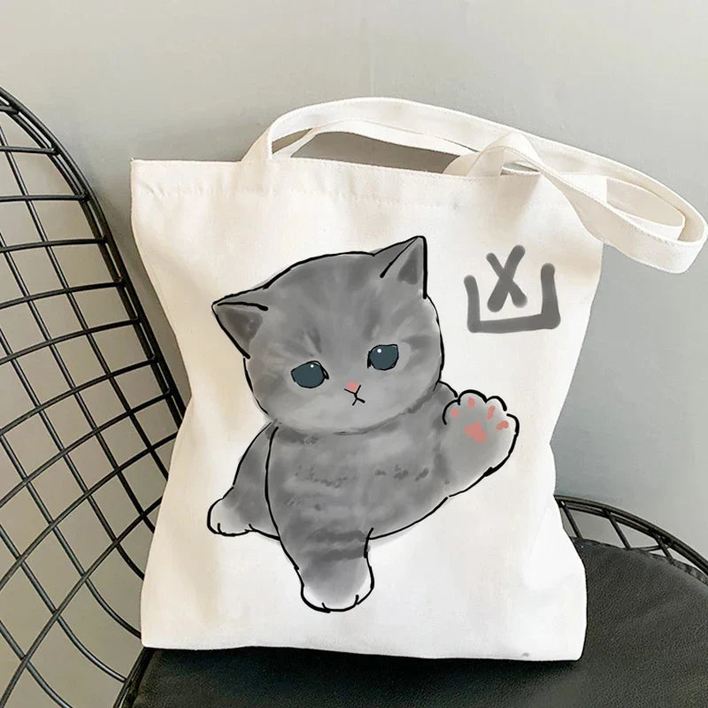 Tamxo™ Kawaii Cats Cartoon Manga Tote Bag – High Capacity Canvas Shoulder Bag