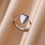 Tamxo™ Romantic Heart Stainless Steel Ring Women Gold Color Wedding Jewelry