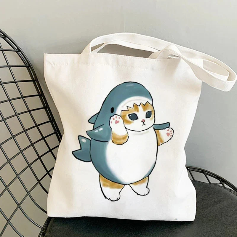 Tamxo™ Kawaii Cats Cartoon Manga Tote Bag – High Capacity Canvas Shoulder Bag