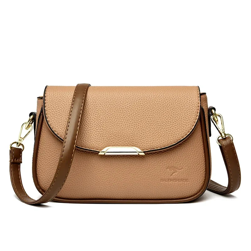 Tamxo™ Soft Leather Luxury Designer Shoulder Crossbody Bag Women Solid Color Messenger Handbag
