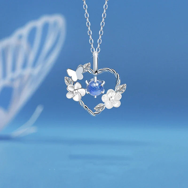 Tamxo™ Pink Zircon Cherry Blossom Necklace: Elegant Fashion Jewelry for Women