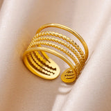 Tamxo™ Angel Feather Gold Stainless Steel Ring Vintage Jewelry Female Gift