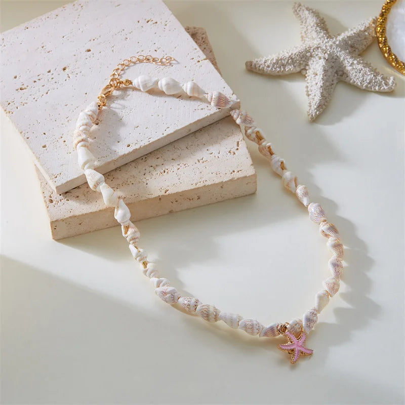 Bohemian Starfish Pendant Necklace Sea Shell Choker by Tamxo™