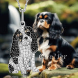 Tamxo™ Cavalier Rhinestone Necklace: Exquisite Pet Memorial Jewelry, Dog Lover Gift