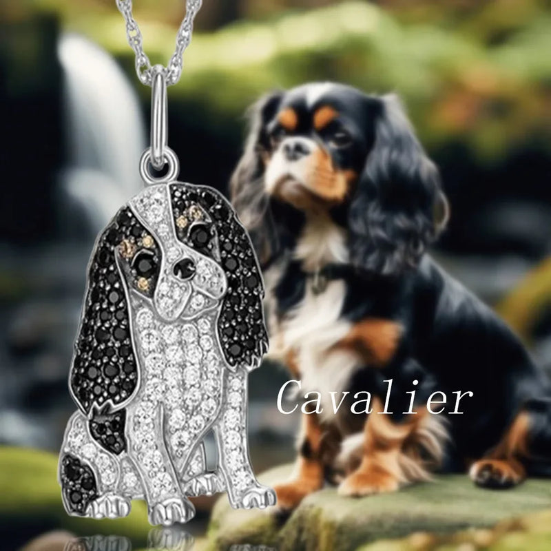 Tamxo™ Cavalier Rhinestone Necklace: Exquisite Pet Memorial Jewelry, Dog Lover Gift
