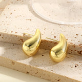 Tamxo™ Chunky Dome Drop Earrings - Gold Plated Stainless Steel Teardrop Statement Jewelry
