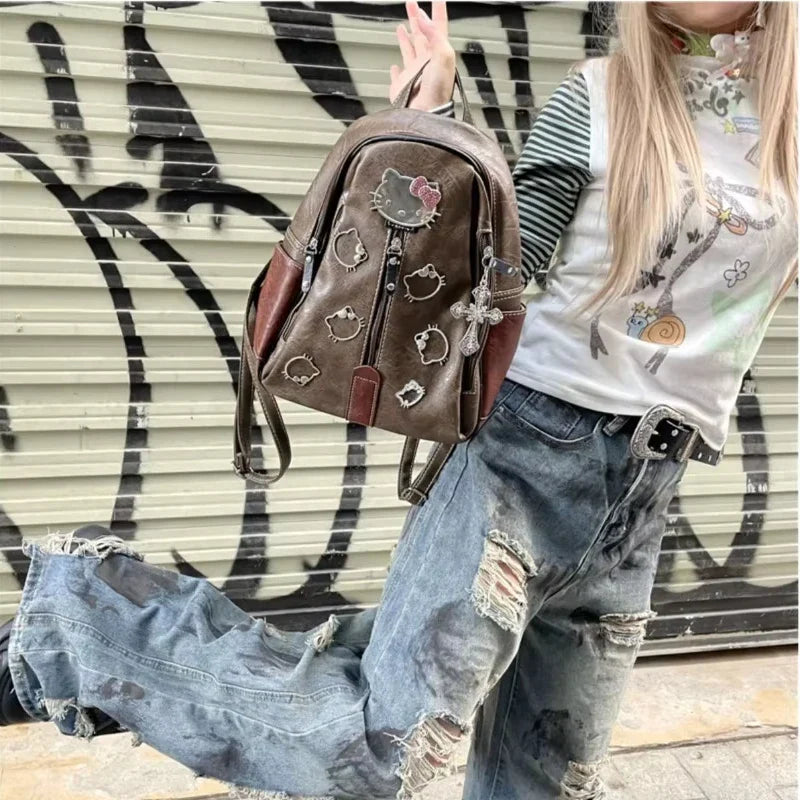 Tamxo™ Hello Kitty Aesthetic Backpack: Y2K Vintage Designer Fashion Women's Bag