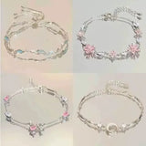 Tamxo™ Crystal Cherry Blossom Bracelet - Sweet, Shiny Pink Flowers Zircon Bow Aesthetic