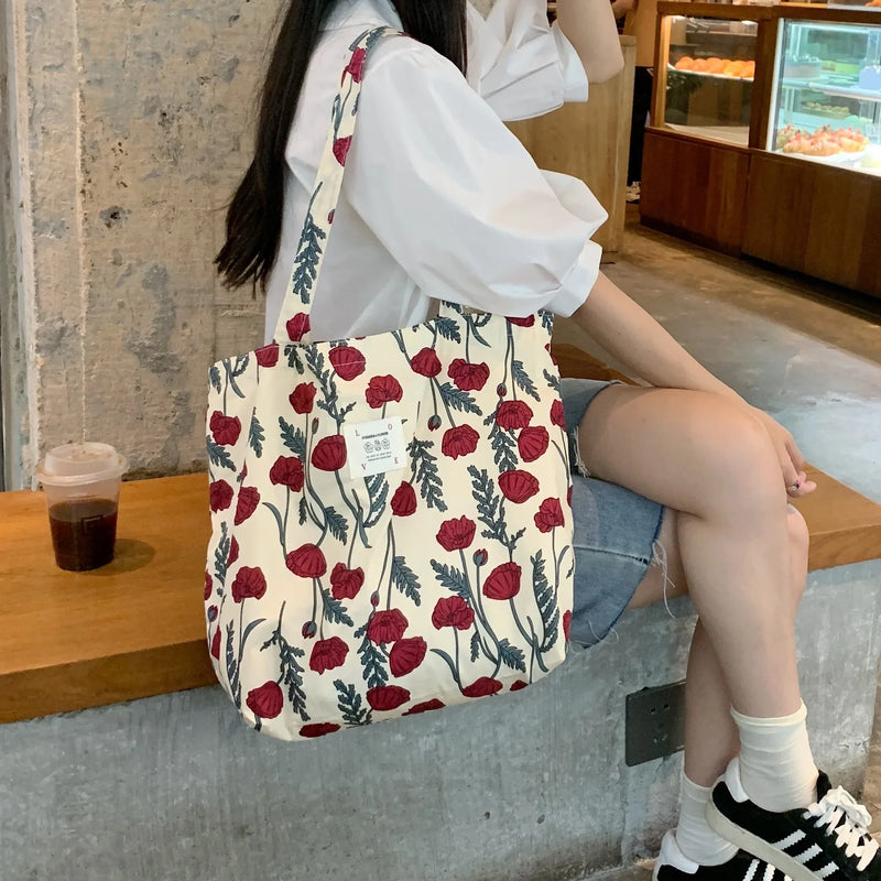 Tamxo™ Floral Canvas Tote Bag – Stylish & Spacious Shoulder Bag for Women