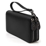 Tamxo™ Retro Real Leather Wallet Double Zipper Business Casual Male Cow Skin Wallet