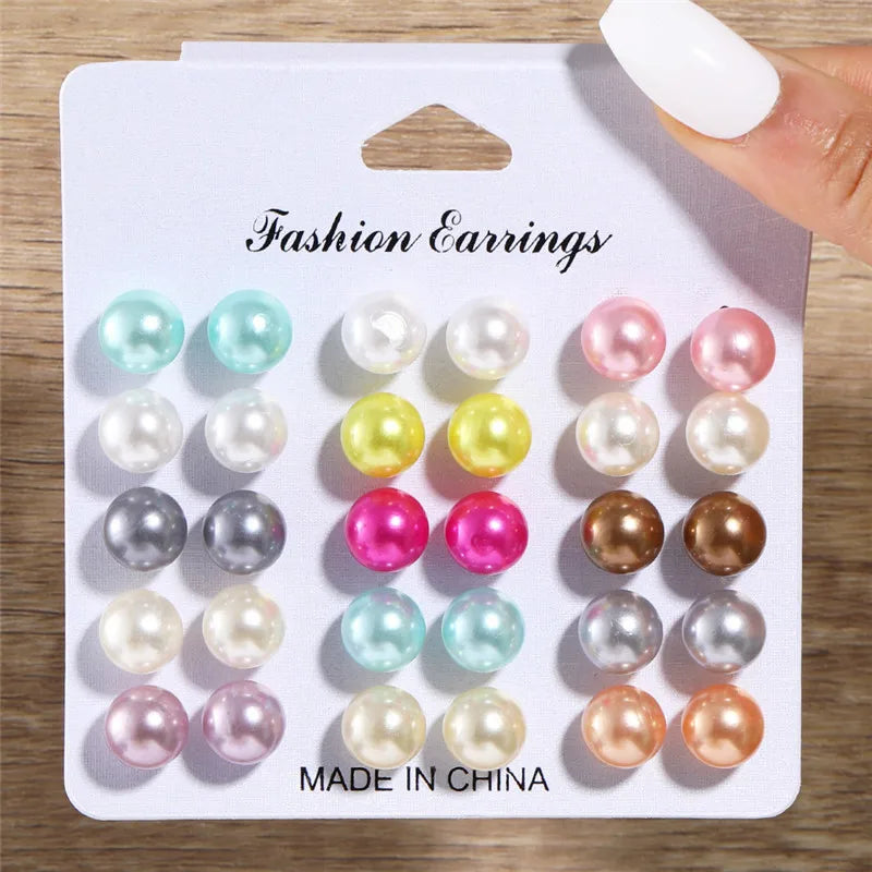 Tamxo™ 12 Pairs Cute Crystal Heart Stud Earrings Set for Women Wedding Jewelry
