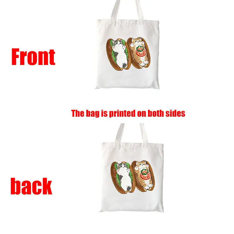 Tamxo™ Kawaii Cats Cartoon Manga Tote Bag – High Capacity Canvas Shoulder Bag