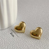 Smooth Silver Love Heart Stud Earrings by Tamxo™ - Elegant Wedding Jewelry