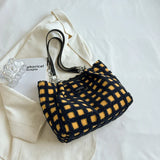 Tamxo™ Plush Plaid Canvas Shoulder Bag: Trendy Large Capacity Handbag for Women - 2024 New Collection.