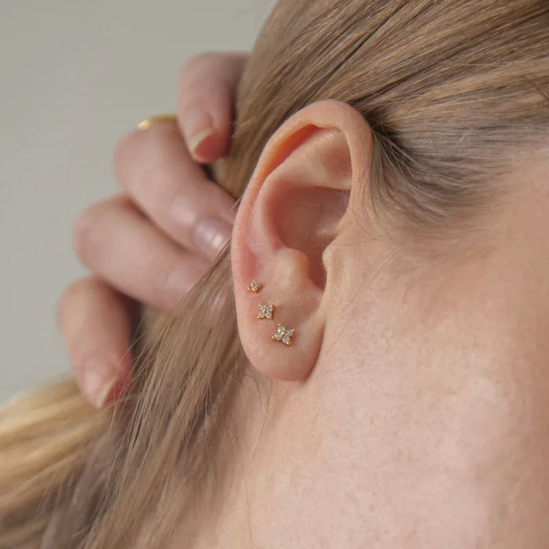Tamxo™ Small Flower Stud Earrings in Golden Color for Women Girls