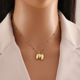 Tamxo™ 14k Gold Plated Initial Letter Pendant Necklace for Women - Ball Chain Jewelry