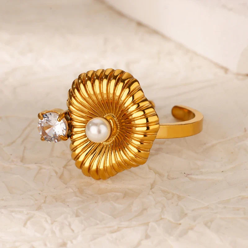 Tamxo™ Goddess Avatar Coin Stainless Steel Ring - Gold Color Wedding Jewelry for Women
