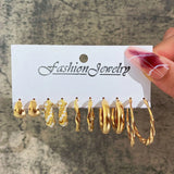 Tamxo™ Gold Pearl Hoop Dangle Earrings Set - Vintage Geometric Twist Circle Jewelry