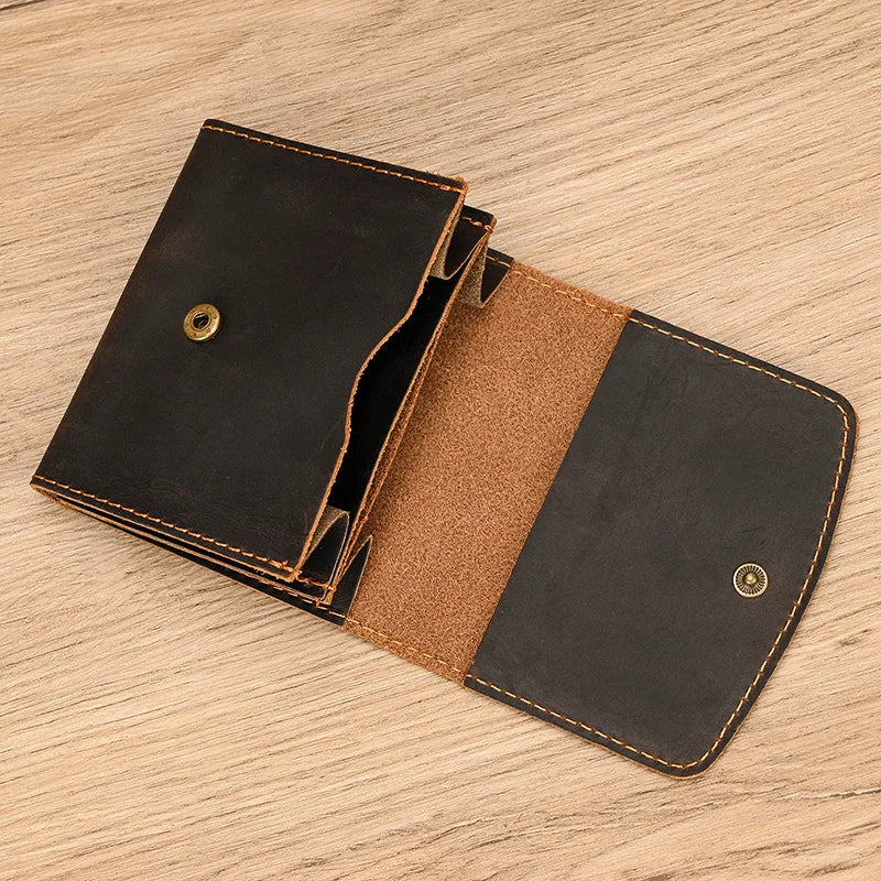 Tamxo™ Vintage Crazy Horse Leather Men's Coin Purse Short Wallet Retro Fashion Mini Purse