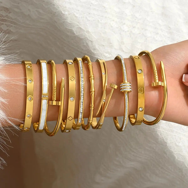 Tamxo™ 18K Gold Four Leaf Clover Nail Bracelet for Women