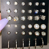 Tamxo™ 12 Pairs Cute Crystal Heart Stud Earrings Set for Women Wedding Jewelry