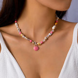 Tamxo™ Boho Seashell Starfish Necklace Colorful Rice Beads Choker Beach Party Jewelry