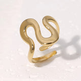 Tamxo™ Stainless Steel Irregular Wave Ring – Creative Gold Adjustable Cocktail Ring