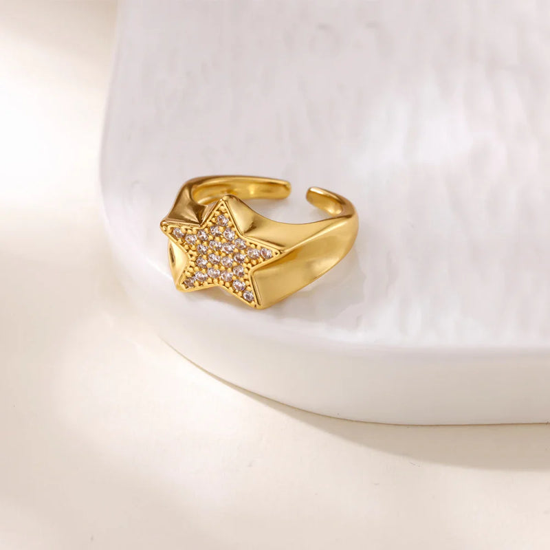 Tamxo™ Golden Stainless Steel Women's Ring - Luxury Aesthetic Wedding Jewelry