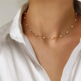 Tamxo™ 14K Gold Heart Pendant Pearl Necklace Set for Women