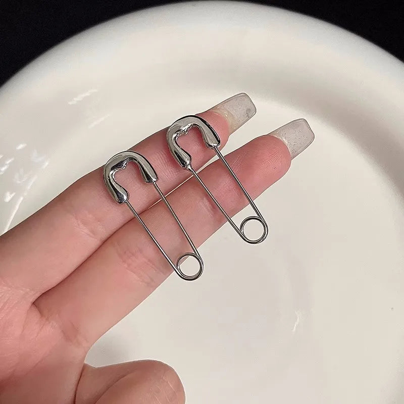 Tamxo™ Silver Heart Pin Earrings: Egirl Trendy Fashion Jewelry for Women