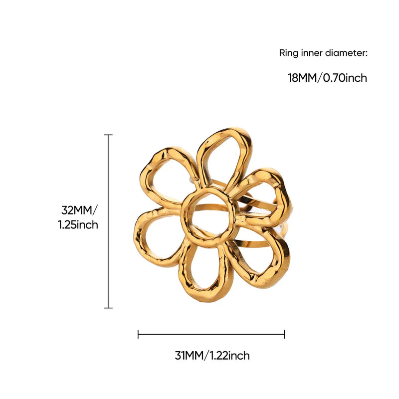 Tamxo™ Irregular Edge Heart Gold Stainless Steel Ring for Women.
