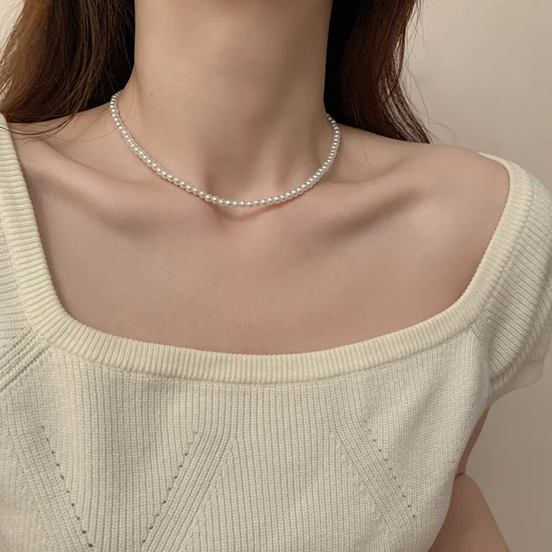 Tamxo™ Classic White Pearl Choker Necklace – Elegant Handmade Jewelry for Women & Men