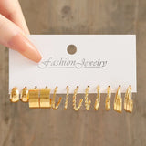 Tamxo™ Gold Pearl Hoop Dangle Earrings Set - Vintage Geometric Twist Circle Jewelry