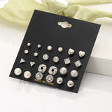 Tamxo™ 12 Pairs Cute Crystal Heart Stud Earrings Set for Women Wedding Jewelry